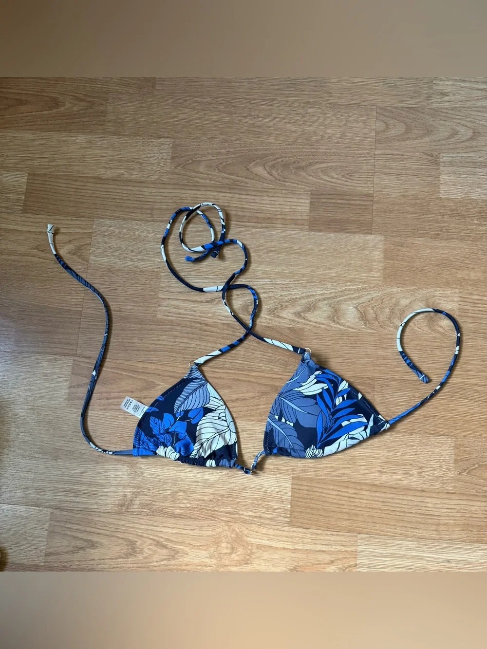 aerie Blue Floral Triangle Bikini Top